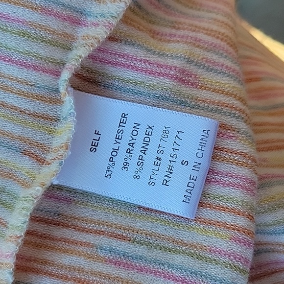 Le Lis Subtle Rainbow Striped Button Down Short Sleeve Top - Picture 11 of 11